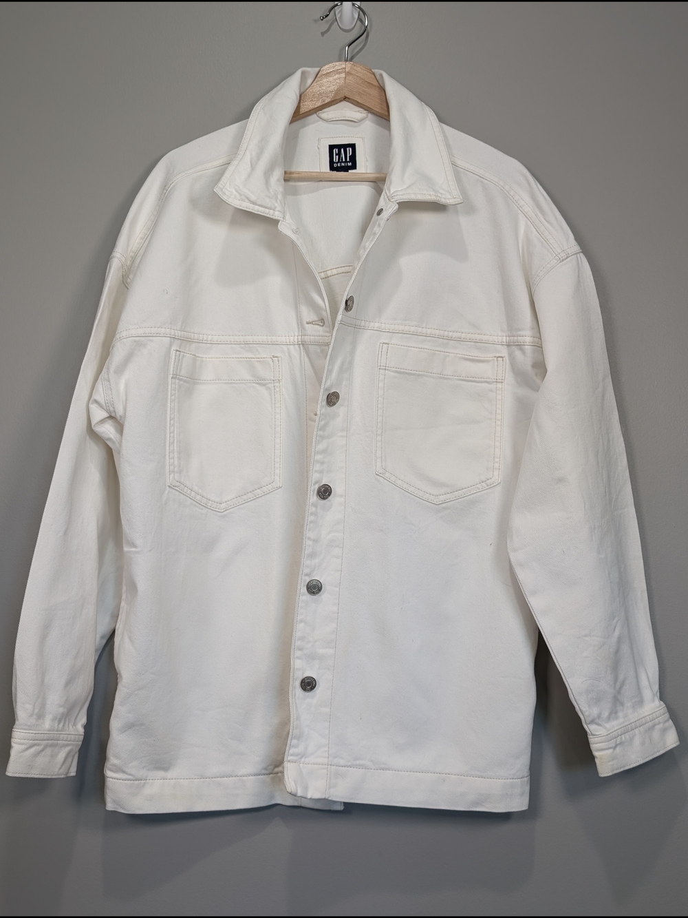 GAP Men's Cream Oversized Shirt Jacket